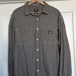 Dickies Black and White Striped Men's Shirt